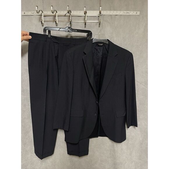 Jos A Bank Suit Men's 40R Blue Micro Check Wool 2B Academia 33X28.5 Pants Luxury
